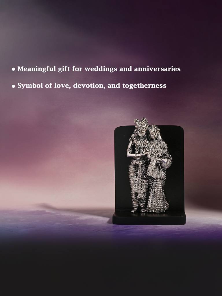 Pure 999 Silver Plated Radha Krishna Idol : EJGFT385