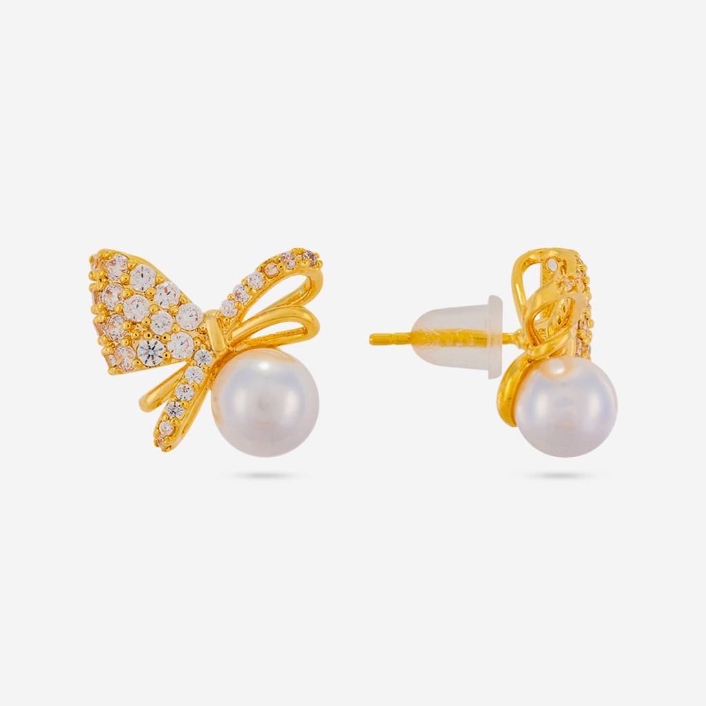 Pearl Gold - Plated Casual Wear Trendy Zircon Earring - 464507 : 464507