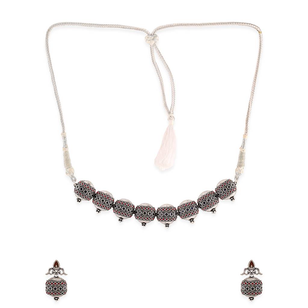 Arabian Nights Antique Silver Round Brass Jewellery Set. : 8905124424409