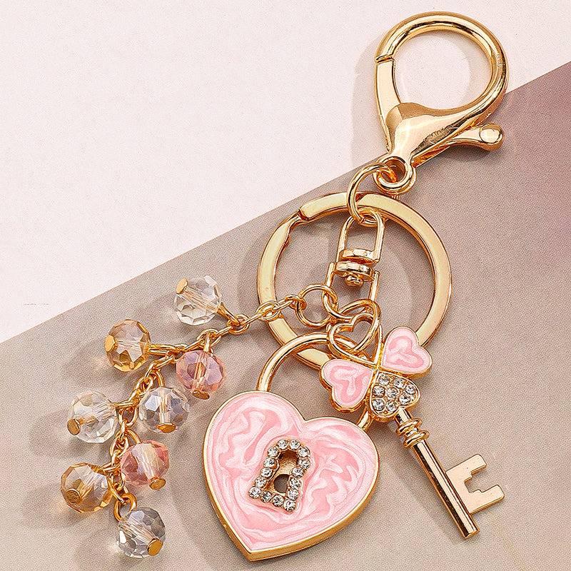Key To My Heart Tassel Bag Charm : C-BG-0058-G-PK