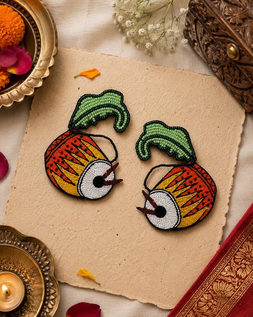 Dhak Ear Rings (Green Accent) : ER0135