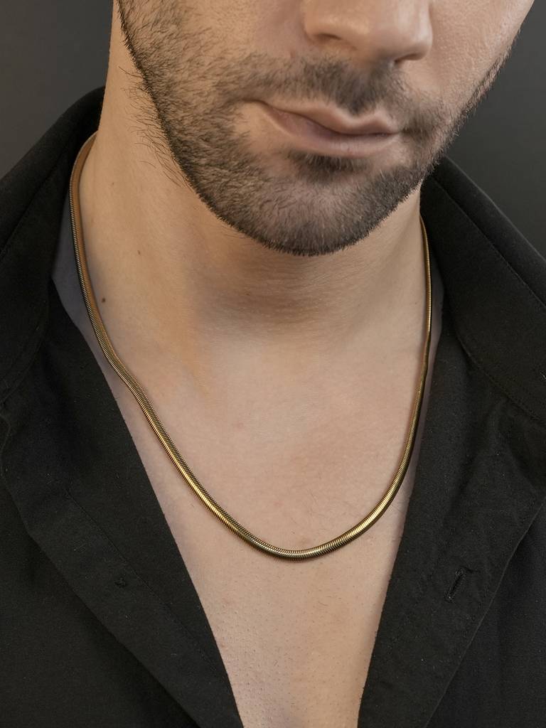 18K Gold Plated Anti Tarnish Waterproof Snake Chain : AN-LJ-GO-0029-DC-M