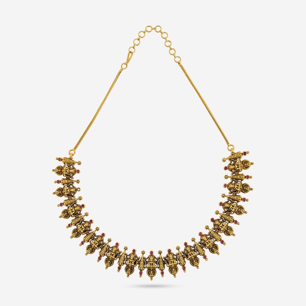 Ruby Gold Plated - Bridesmaid Antique Necklace - 462668 : 462668