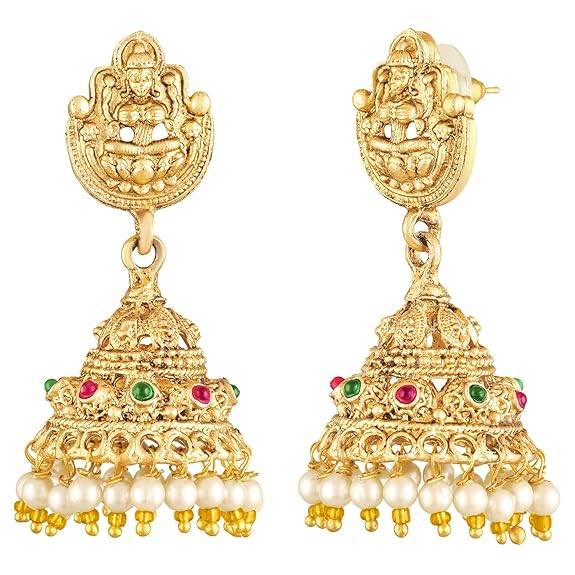 Short & Long Necklace Earrings Bridal Set For Women Gold Plated Faux Ruby Emerald Traditional Maharani Haar Sout : PF47BR12RPG