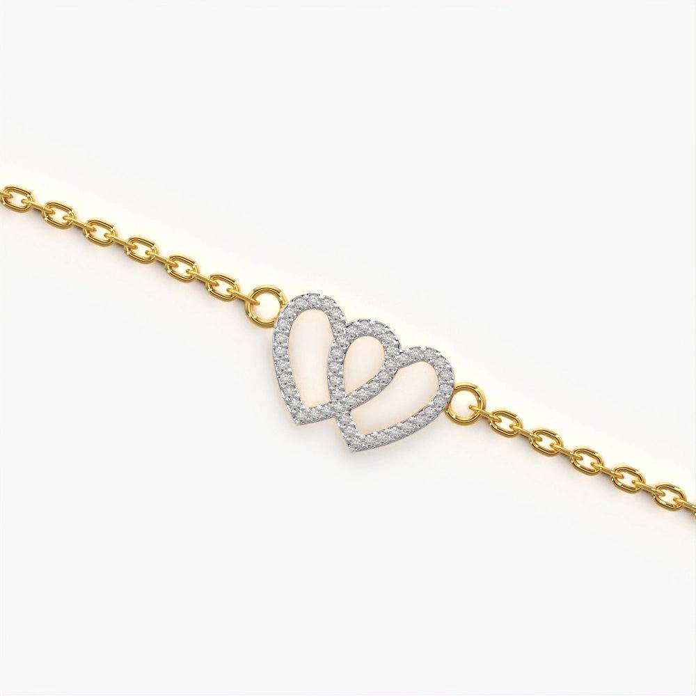18K Gold Vermeil Double Heart Interlocking Bracelet : KBC0038