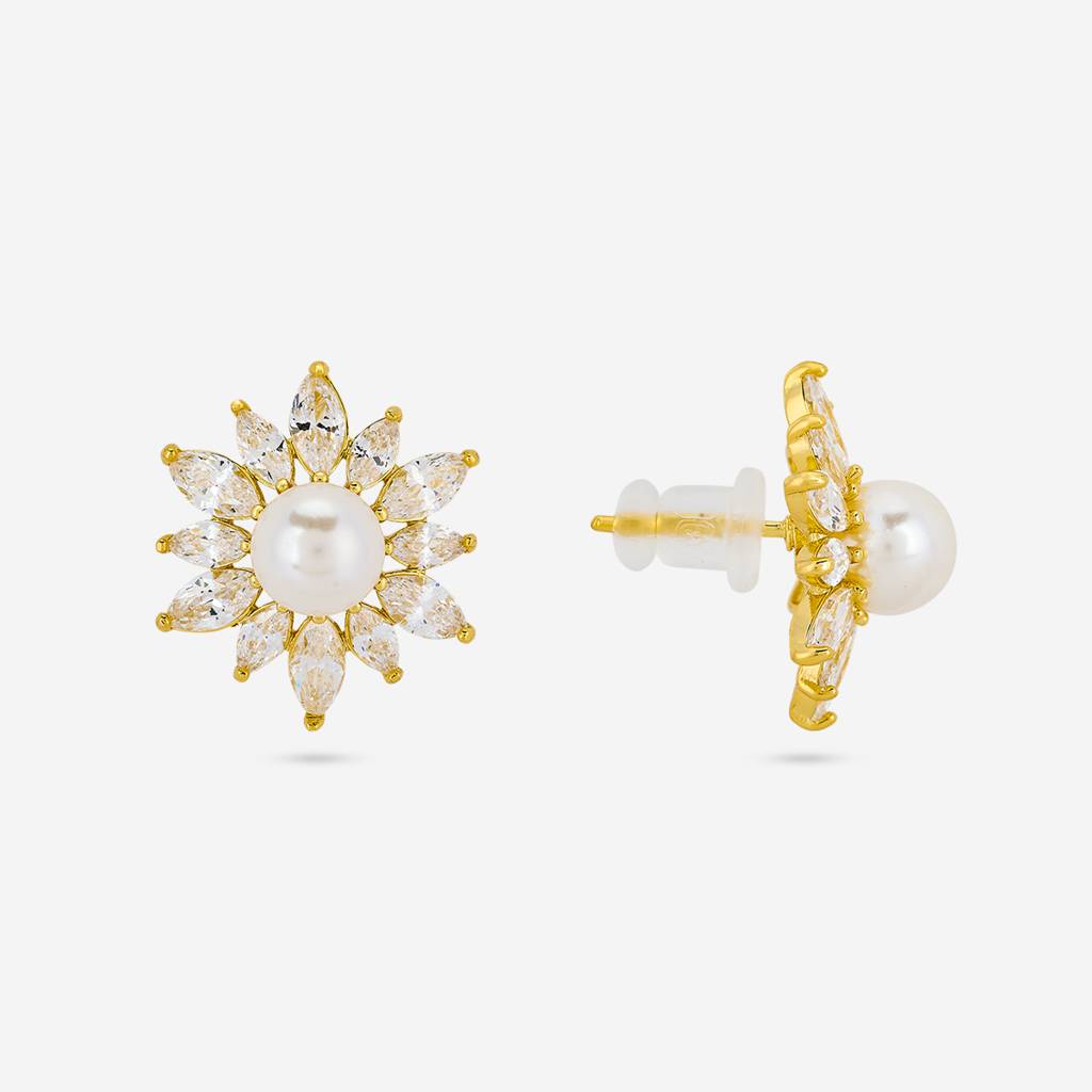 Pearl Gold - Plated Casual Wear Trendy Zircon Earring - 460360 : 460360