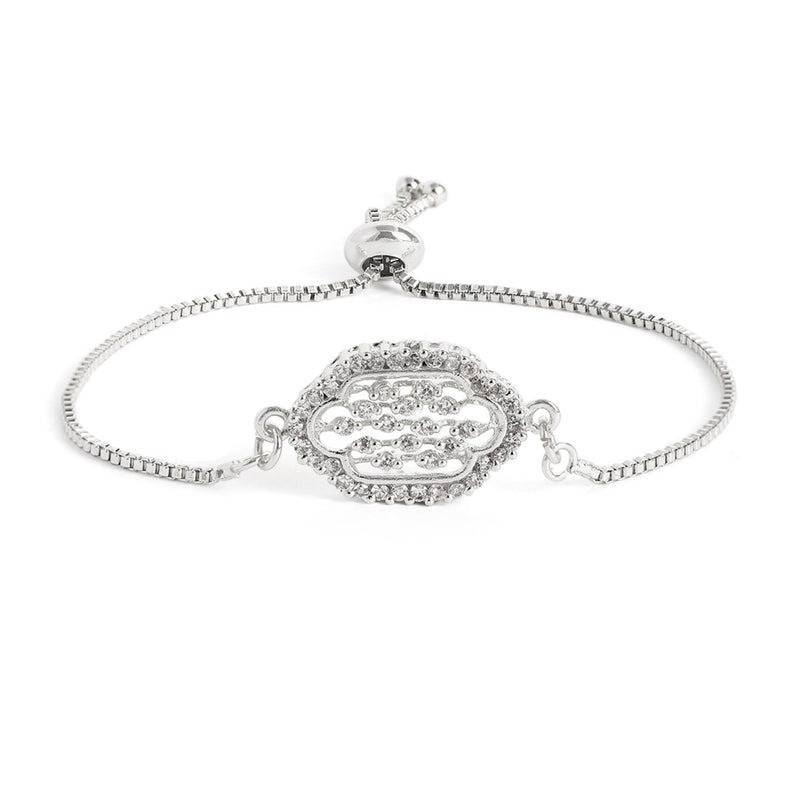 Dazzling Cz Oval Motif Slider Bracelet | Gift For Her : AD-165-IRWEBR