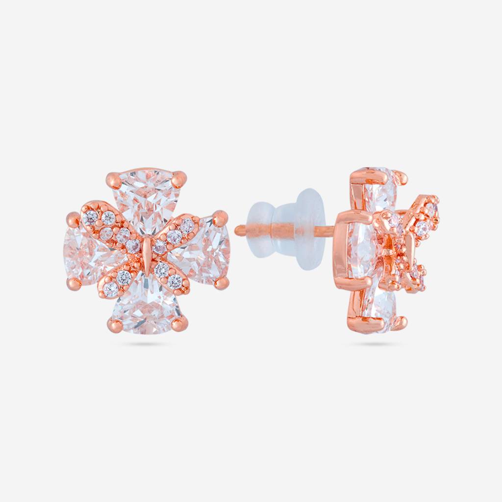 White - Plated Casual Wear Trendy Zircon Earring - 466994 : 466996