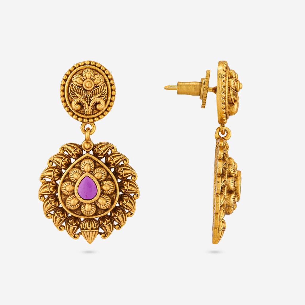 Ruby Gold - Plated Festive Antique Earring - 469983 : 469983