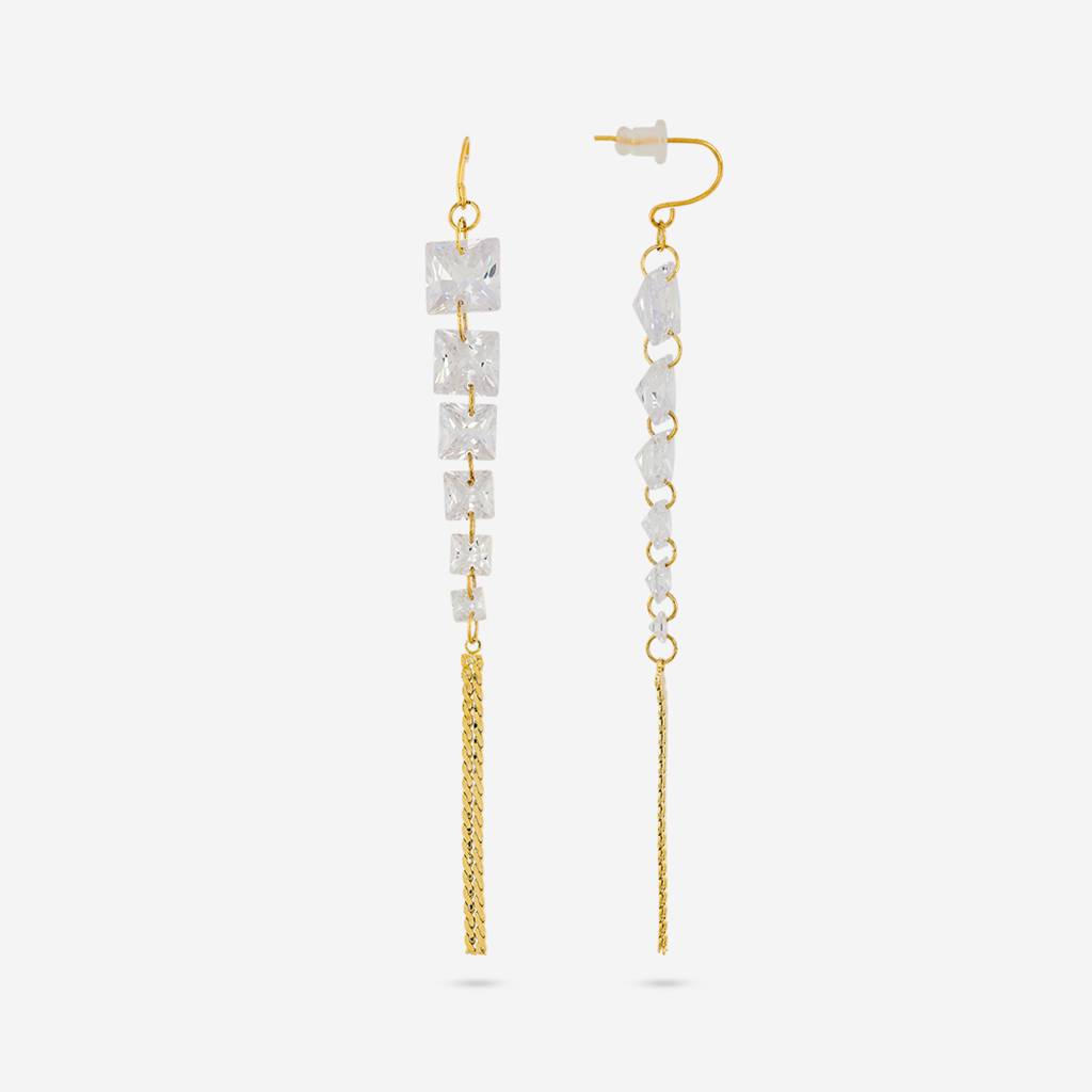 White Gold - Plated Casual Wear Trendy Zircon Earring - 460281 : 460281