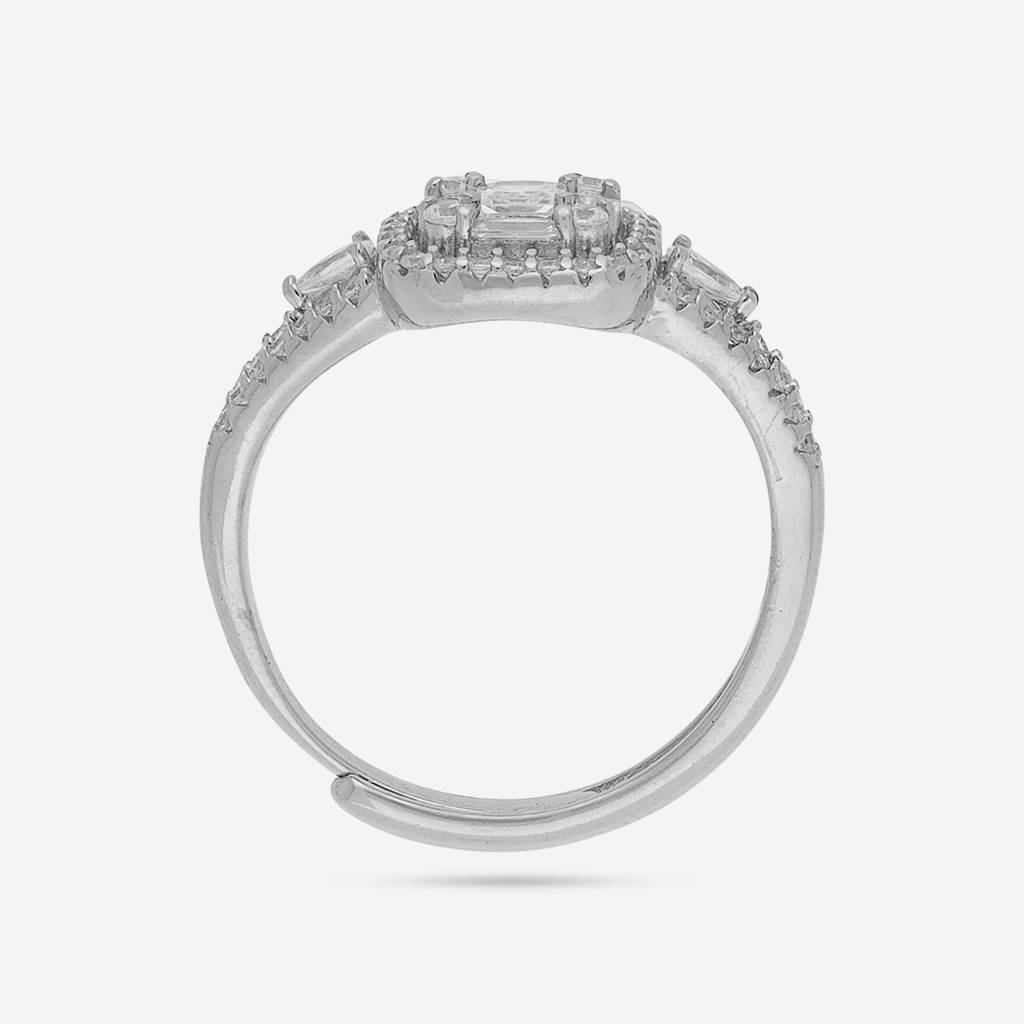 White - Plated Office Wear Silver Finger Ring - 453179 : 453180