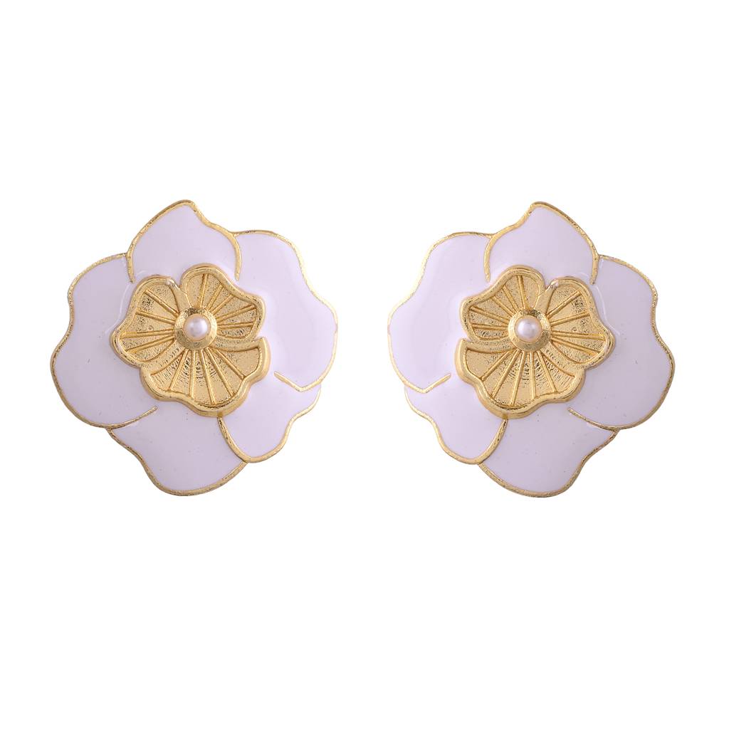 Flower Fantasy White Popi Flower Ear Studs : 8905124532227