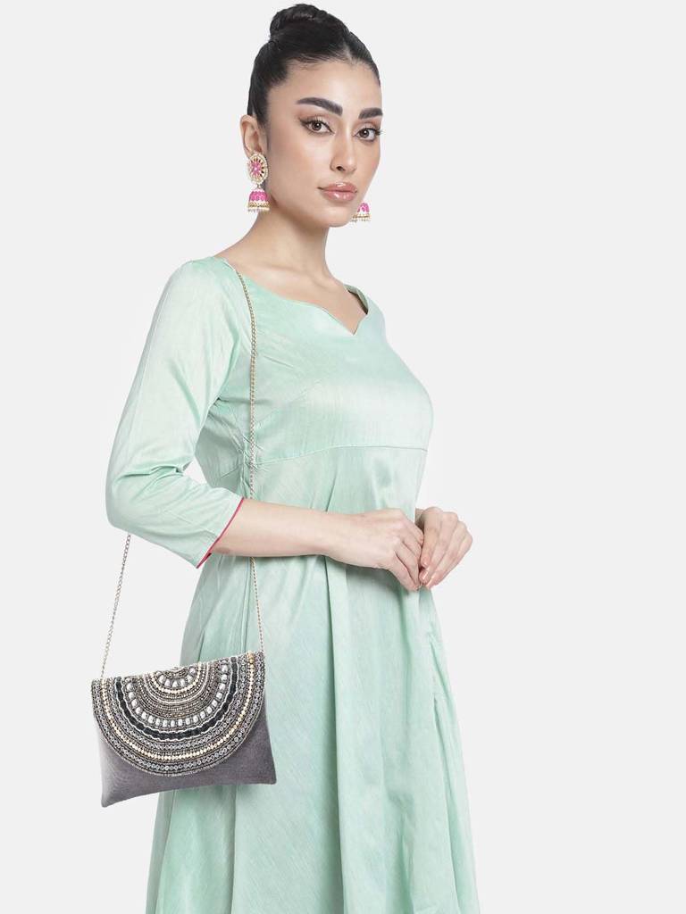 Clutch Purses For Women Wedding Handmade Evening Handbags Party Bridal Clutch (C12Bl) : C12GRY