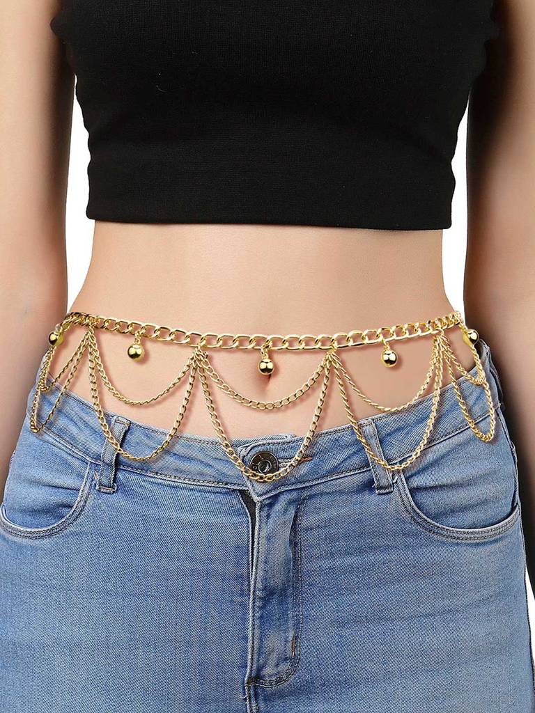Combo Gold Plated Body Chain Kamarbandh Belly Waist Chain Dress Belt Chain Summer Beach Jewellery For  : PX8BCH007G-PX8BCH010G