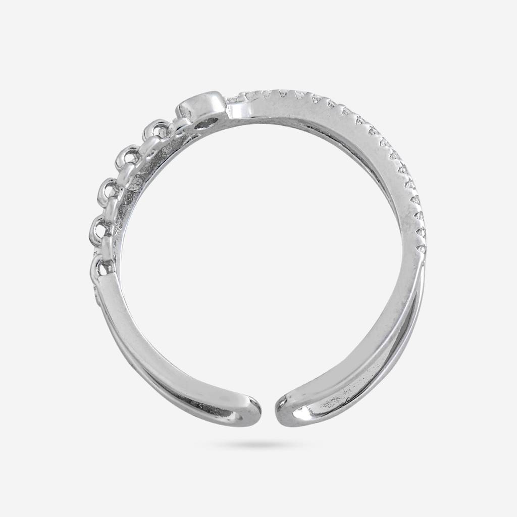 White Rodium Plated - Office Wear Silver Finger Ring - 466007 : 466007