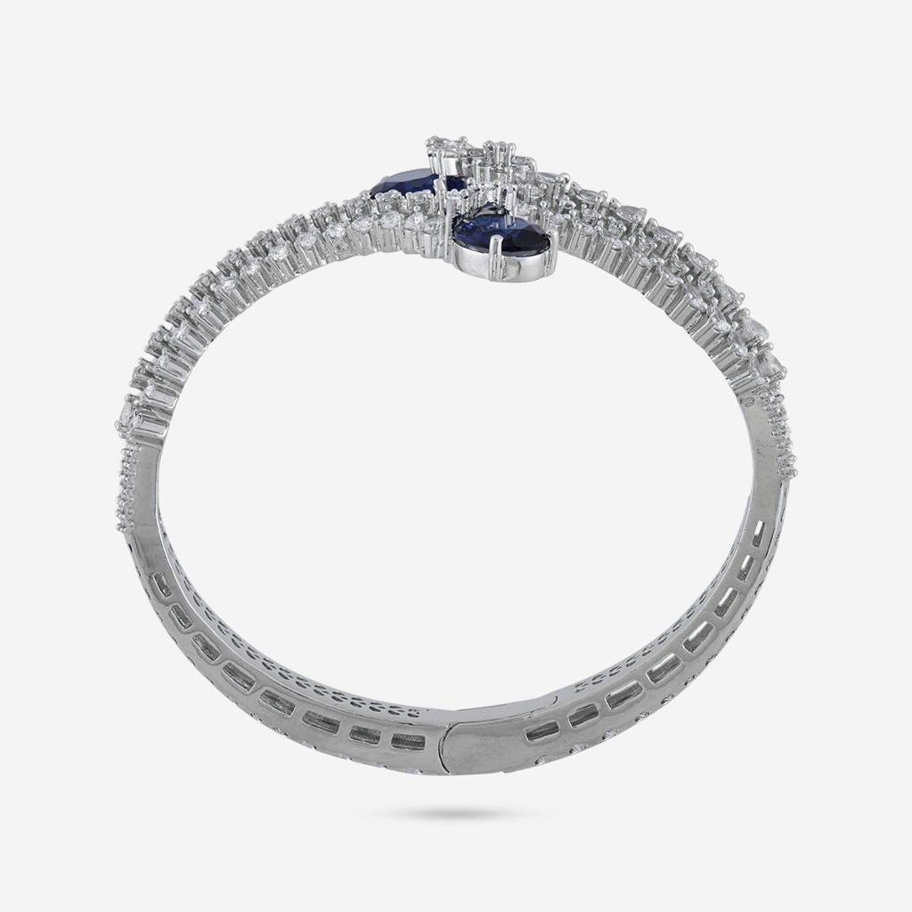 Sapphire Rhodium - Plated Party Wear Zircon Kada - 465380 : 465380