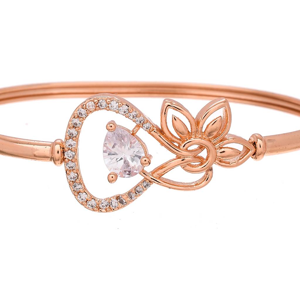 Cz Elegance Teardrop Cut White Zircon Floral Bracelet : 8905124478211