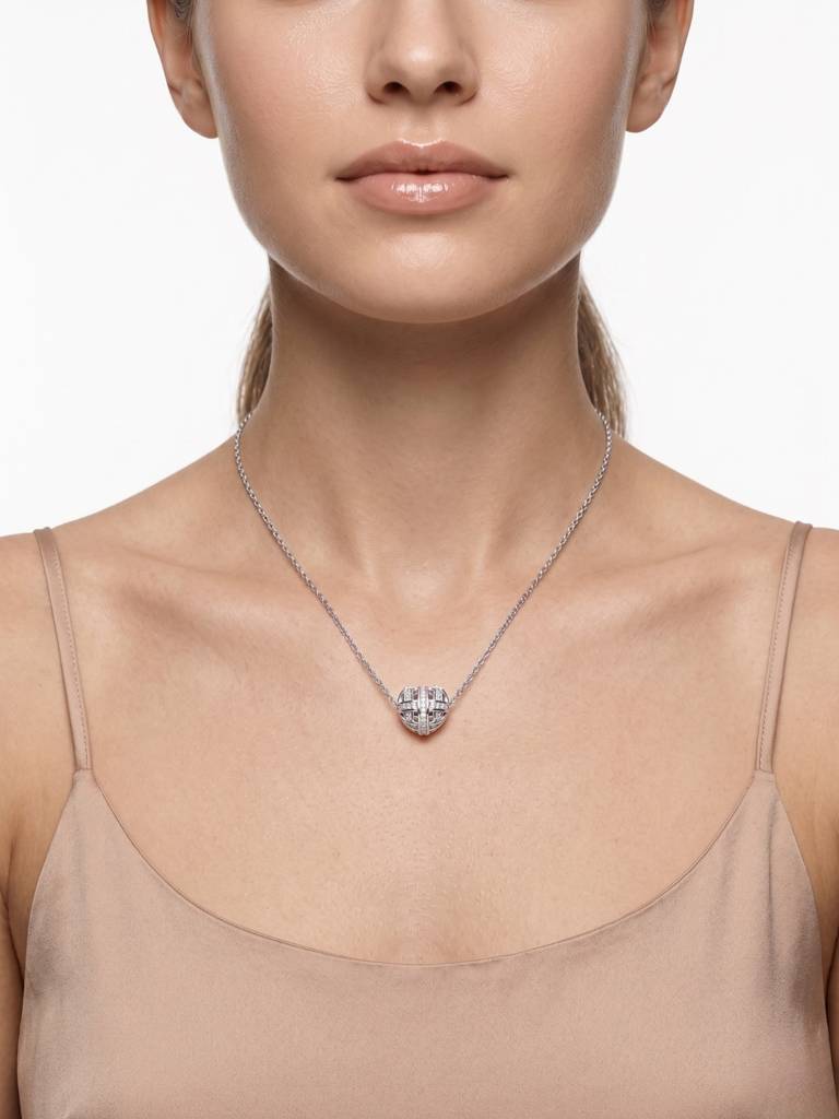 JAIN JEWELS INDIA 925 Sterling Silver Cz Heart Cage Pendant