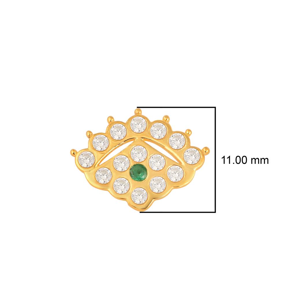 Green & White Cz Crown Motif Nose Pin - Sterling Silver Gold Plated : NP-00036_925S_YG_GZ