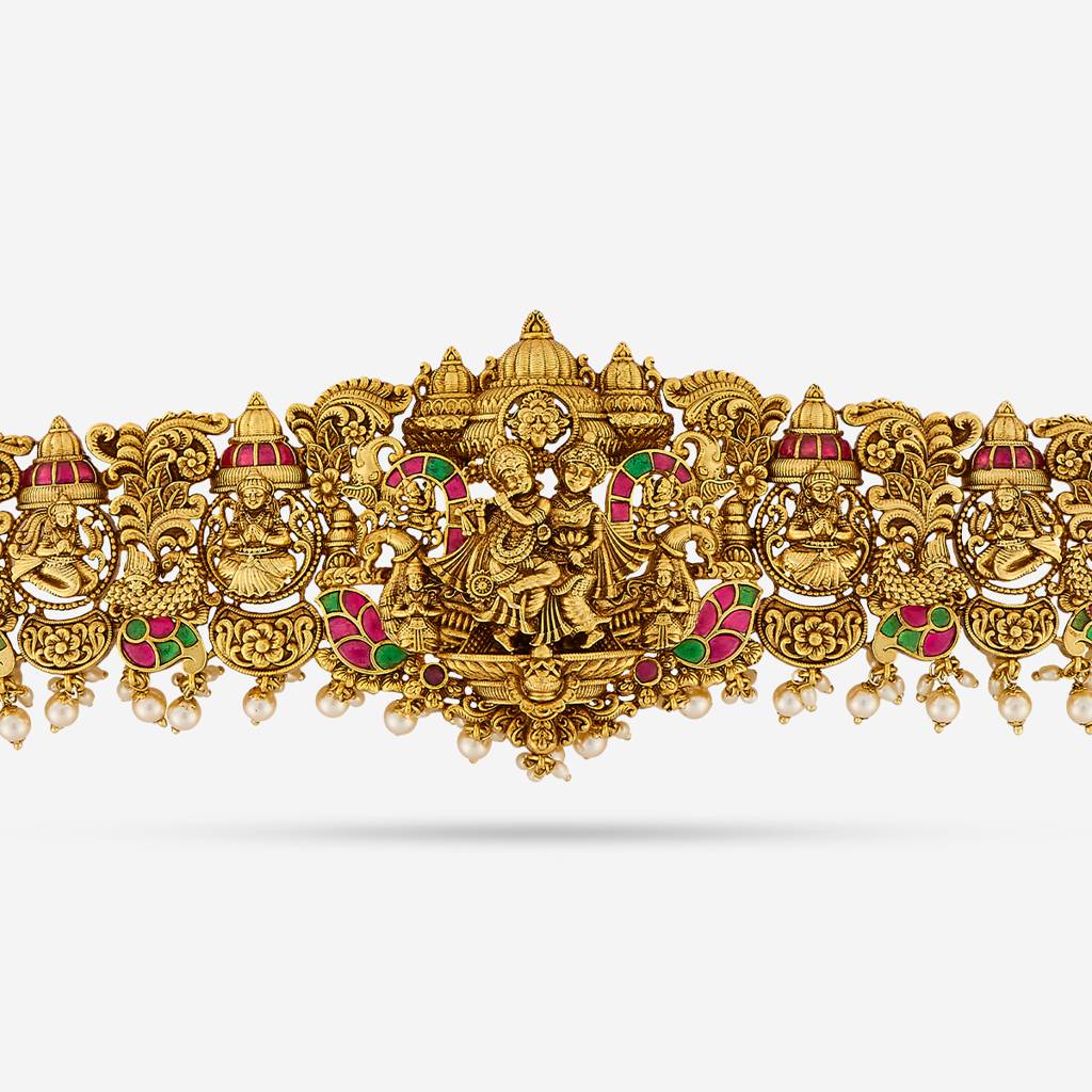 Ruby-Green Gold - Plated Bridal Antique Belt - 456952 : 456952