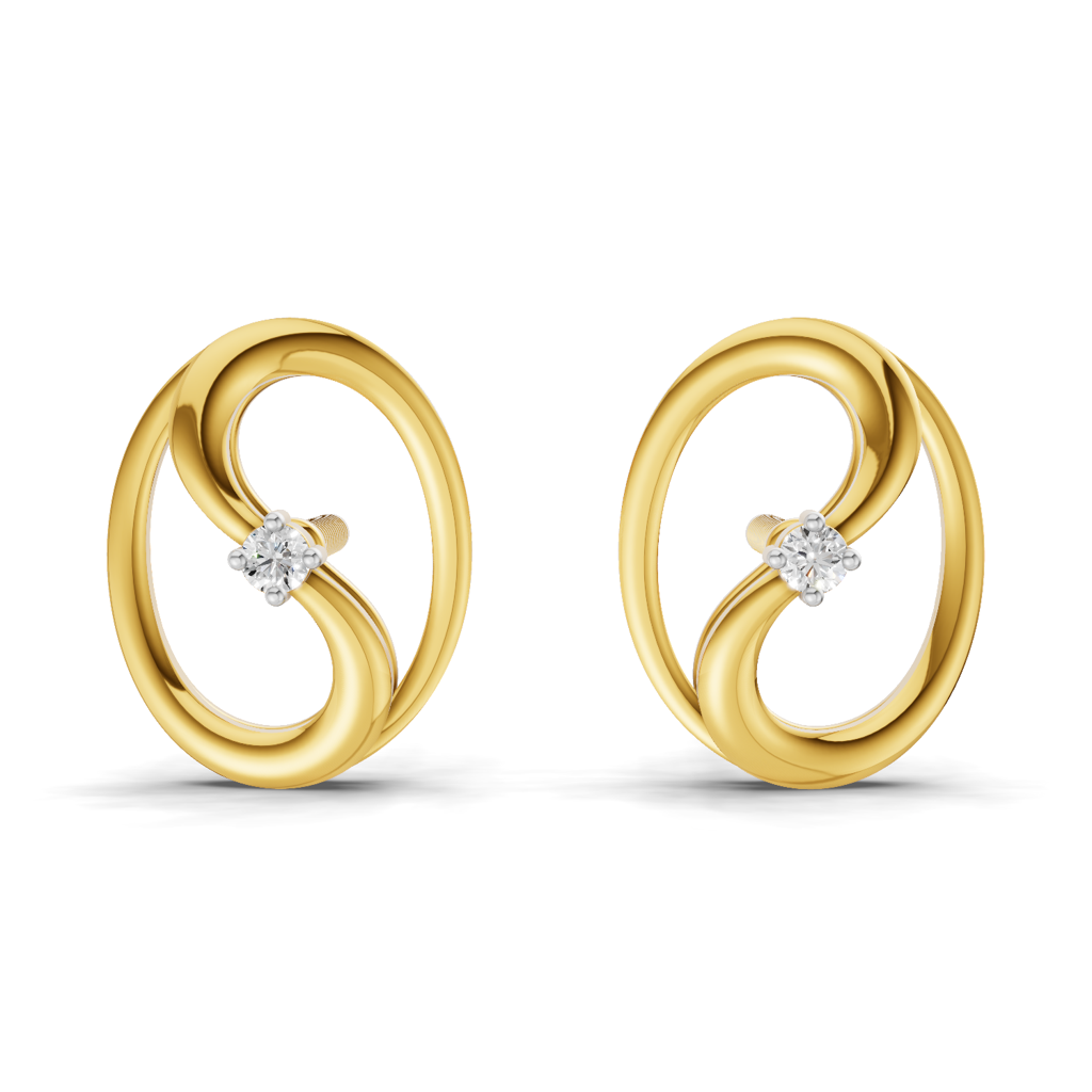 Lab Grown Diamond 0.02 Carat 925 Sterling Silver Gold Plated Twinkling Loop Fashion Earrings : SQTN20452-EG-925S-002CT