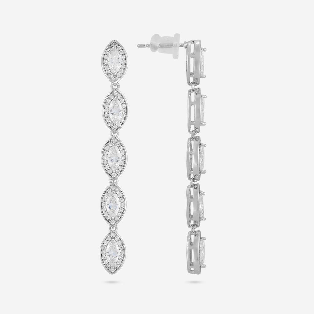 White - Plated Casual Wear Trendy Zircon Earring - 466911 : 466912