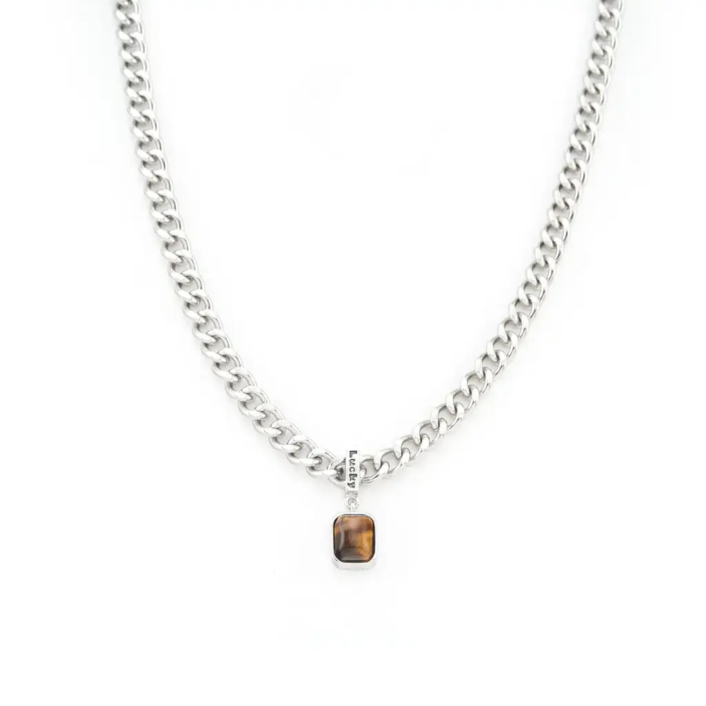 Maverick Tiger Eye Cuban Necklace : MN1S1193-S-BR
