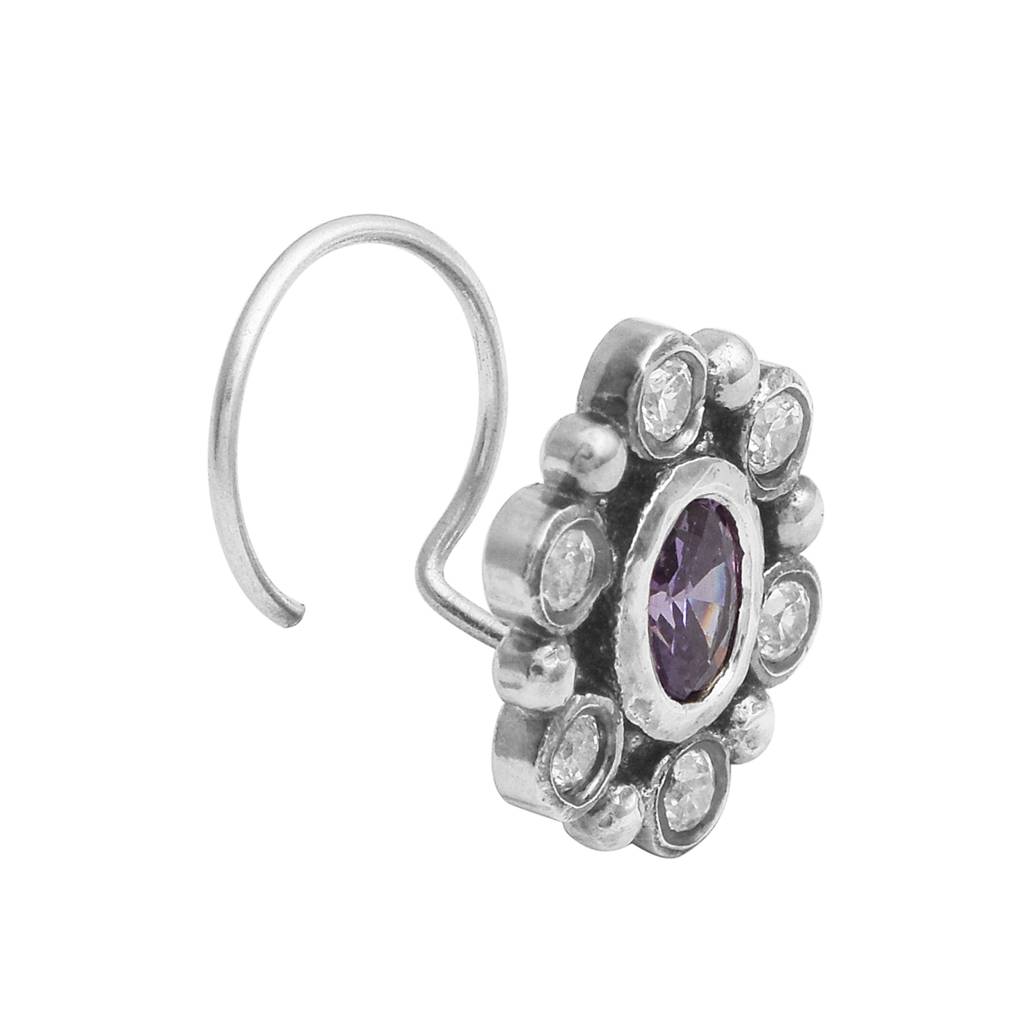 Gemstone Nose Pin 925 Sterling Silver : NP00150-2