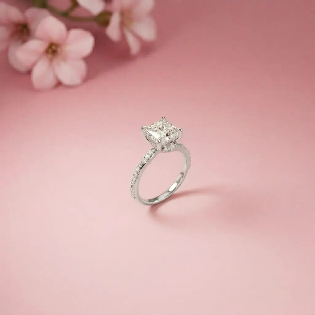 2.99Ct Moissanite Asscher Cut Pave Twist Ring : ZLM10020-10N