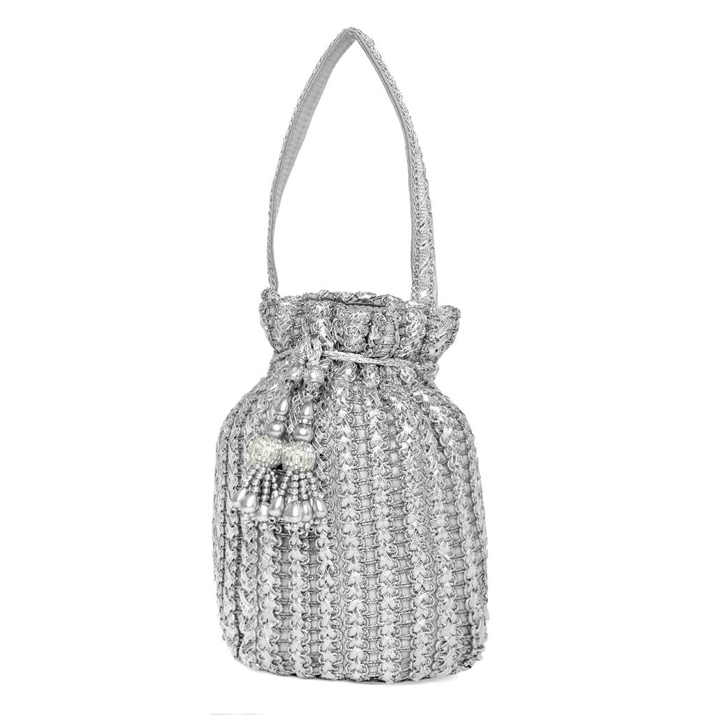 Potli Purses For Women Handmade Evening Handbag Stylish Bridal Fashion Wristlet Bag For Girls (P124C) : P124S