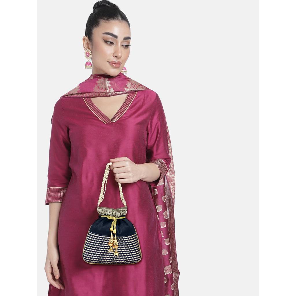 Ethnic Potli Bag For Women Handmade Purse Evening Handbags Stylish Bridal Fashion Clutch Bag Gift For Girls (P05B) : P05B