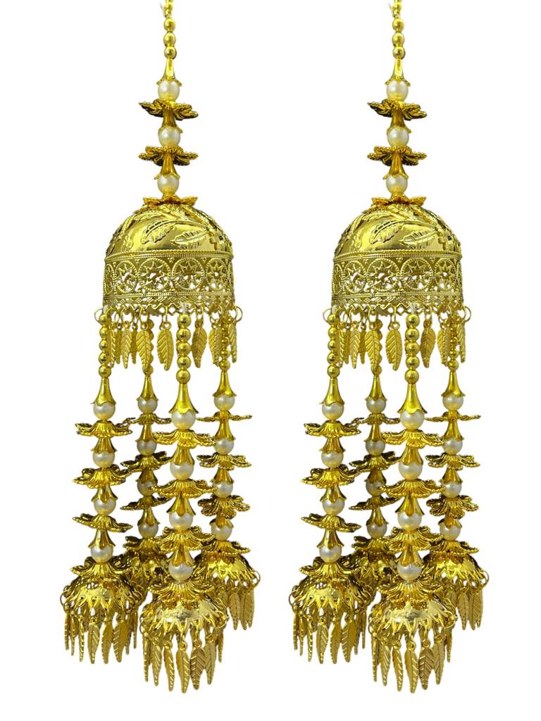 Traditional Indian Golden Kaleera Bridal Ornament – Handcrafted Wedding Decoration With Pearls & Floral Detailin : 2512-260-et