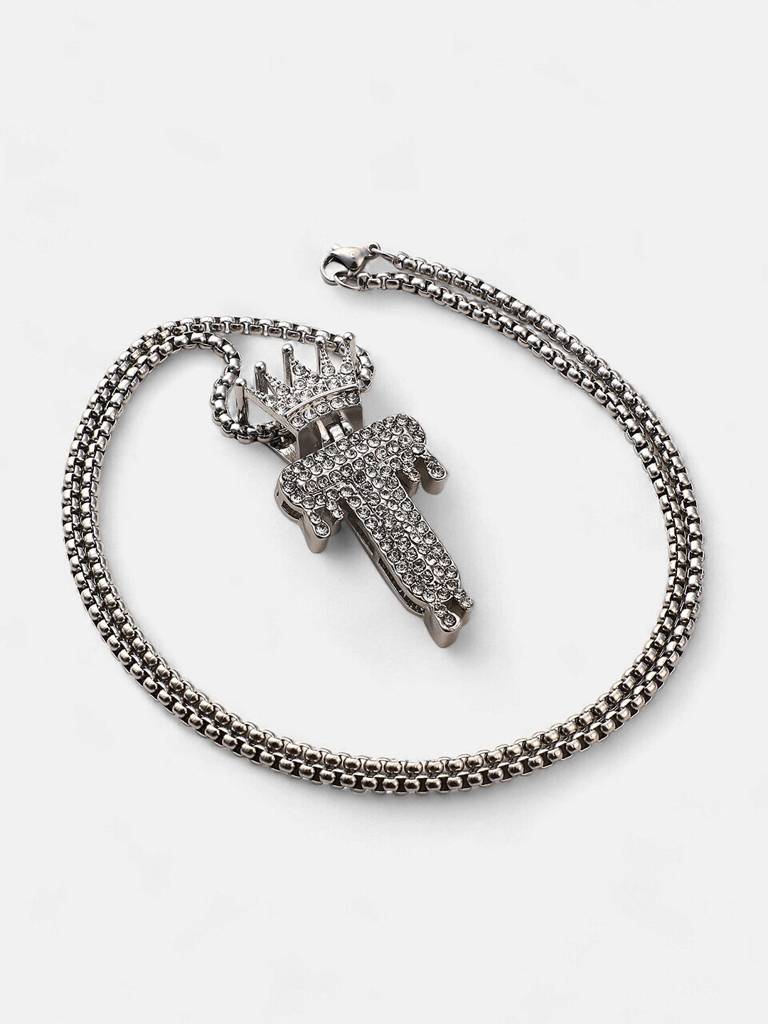 Men'S The Drip Alphabet Pendant Necklace - Metallic Silver : FANC1096-T