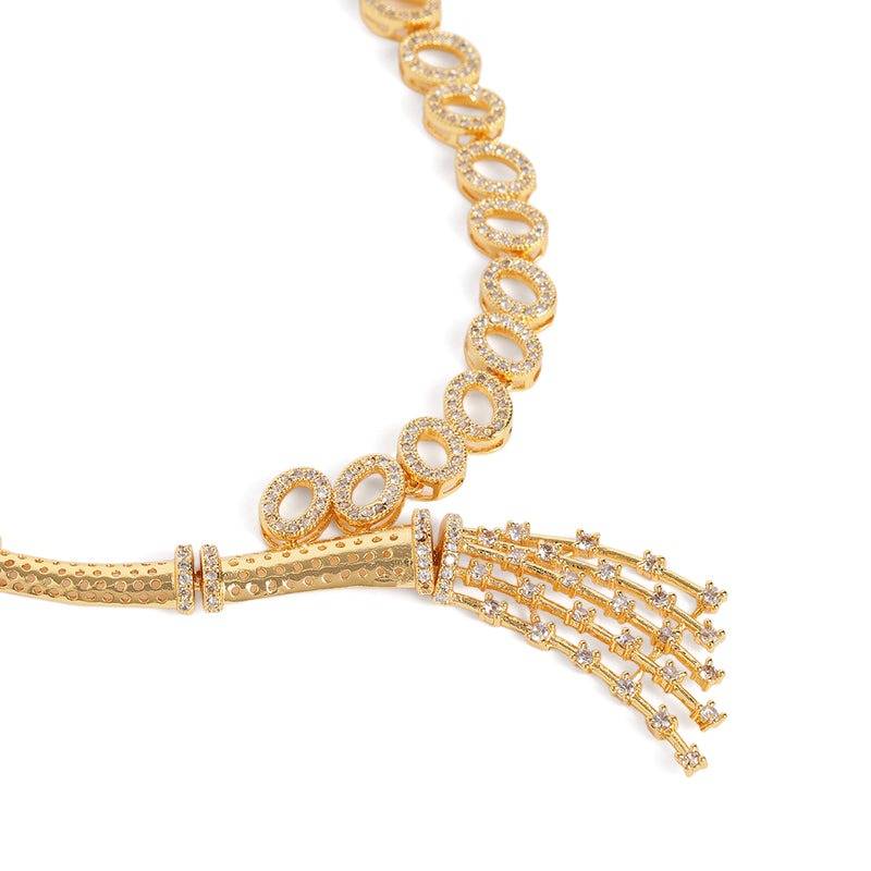 Luxury Cz Tassel Necklace Set For Women|Occasion Wear : AD-892-IGWENKER