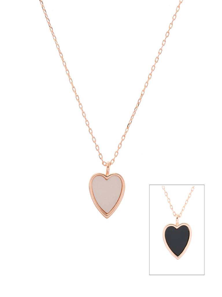 Rose Gold-Plated Reversible Heart-Shaped Pendant With Chain : AYW615N051W