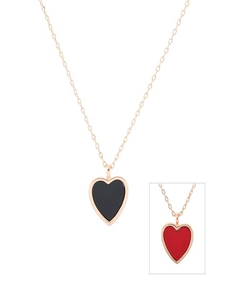 Rose Gold-Plated Reversible Heart-Shaped Pendant With Chain : AYW615N051R