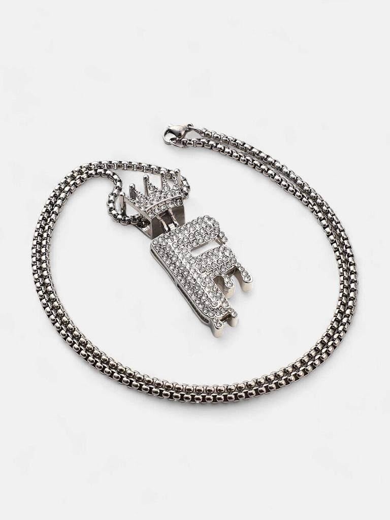 Men'S The Drip Alphabet Pendant Necklace - Metallic Silver : FANC1096-F