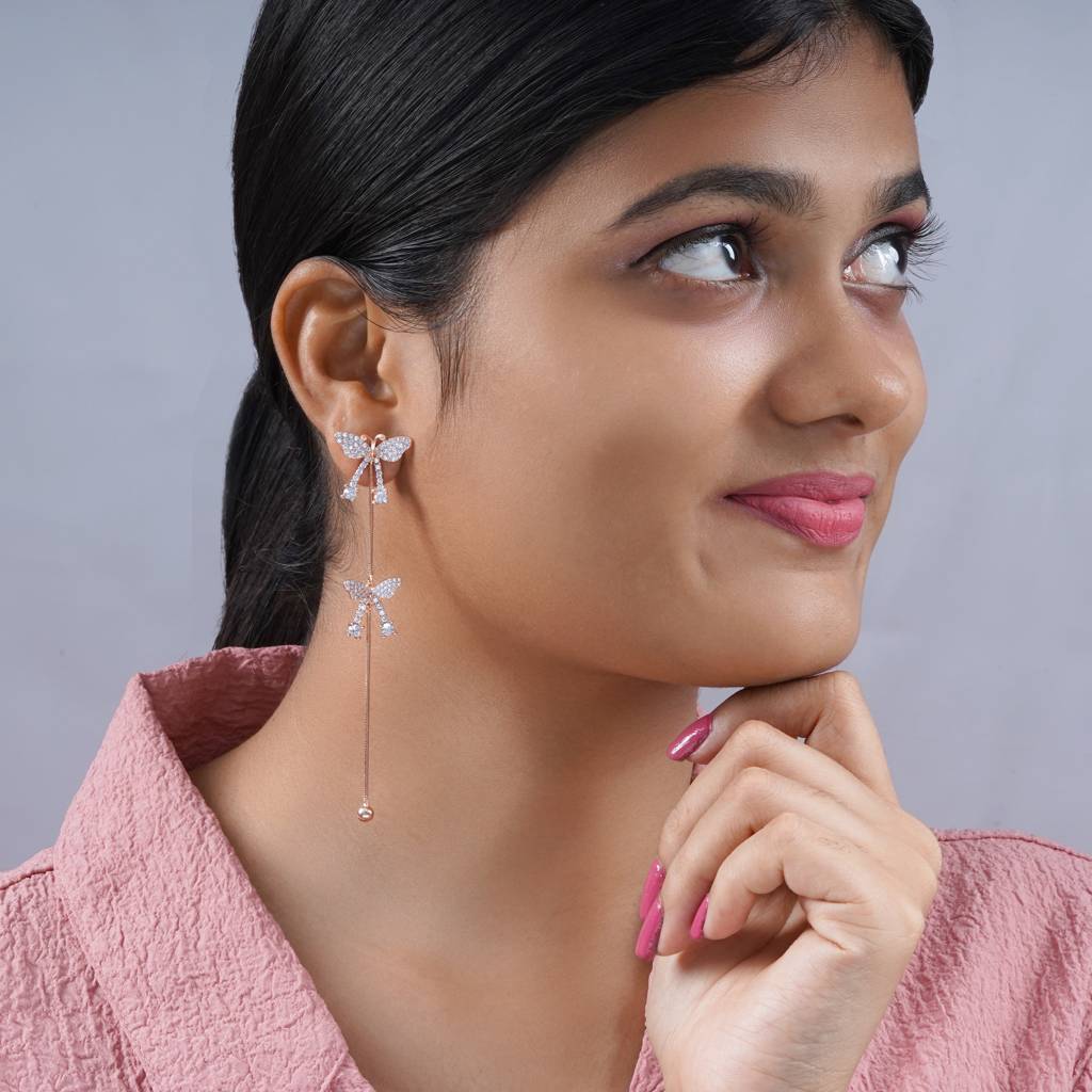 925 Sterling Butterfly Earrings : TRETL0045Rose