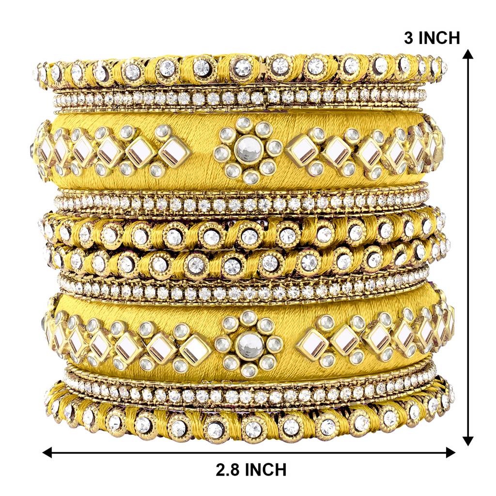 Peora Velvet Matching Fancy Silk Thread Chuda Bangle Set Navratri Gift For Women : PF51B46YW-8