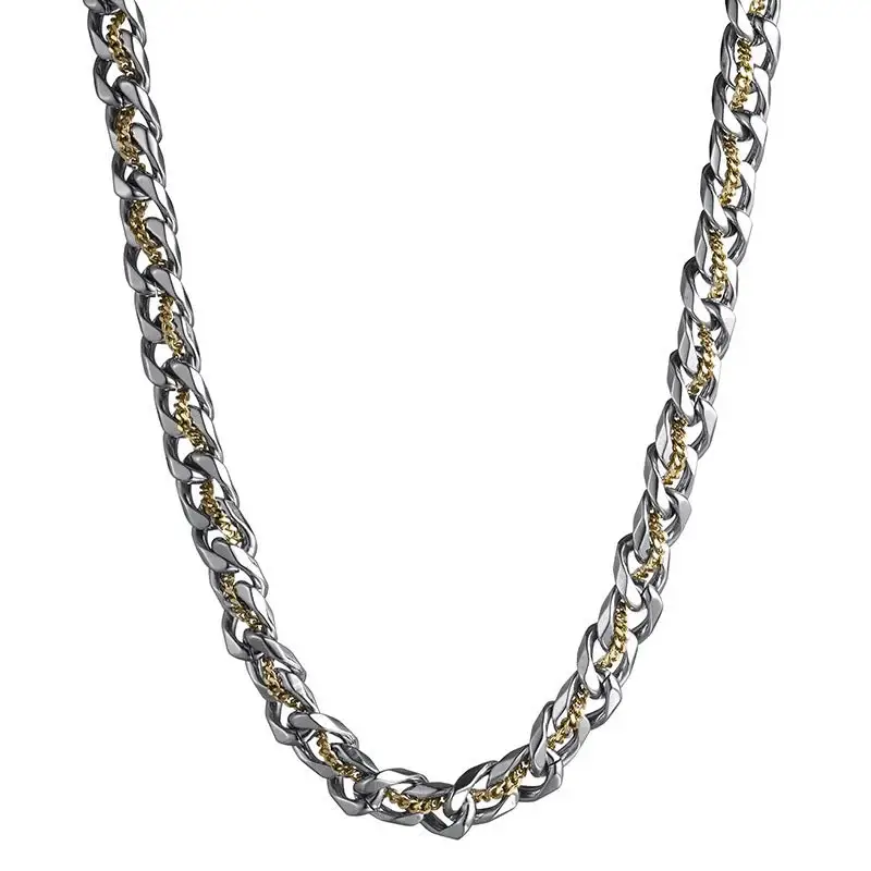 Aurelian Dual Tone Cuban Chain Necklace : MN1S1155-S-G