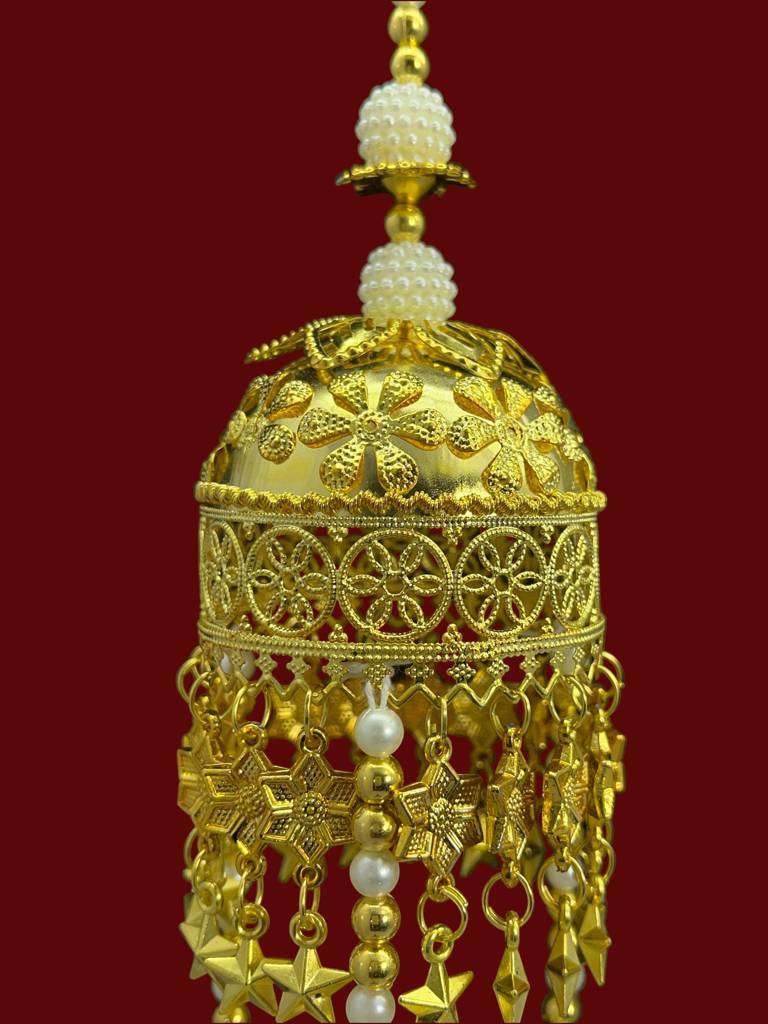 Indian Bridal Kaleera – Golden Wedding Ornament With Modern Dome Designs, Handcrafted Jewelry Hanging Decoration : 2512-262-et