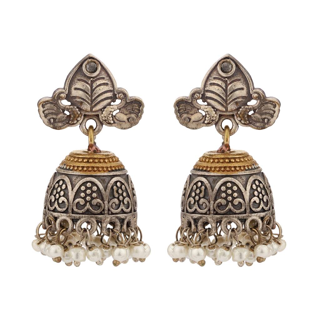 Antique Elegance Pearl Beaded Jhumki : 8905124582574