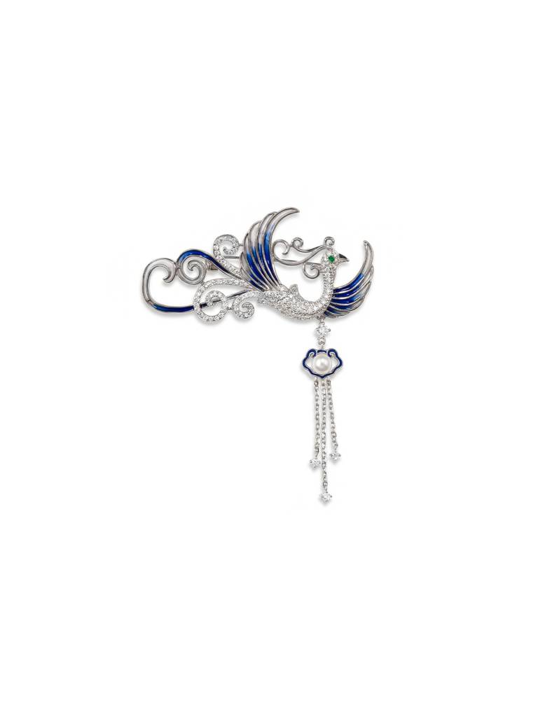 Blue Bird Pearl Brooch : DBR26