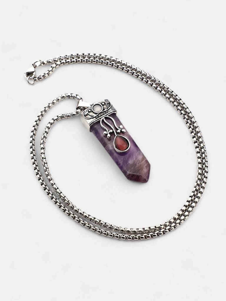 Men'S The Flora Crystal Pendant Necklace - Amertyst Purple : FAPD1112