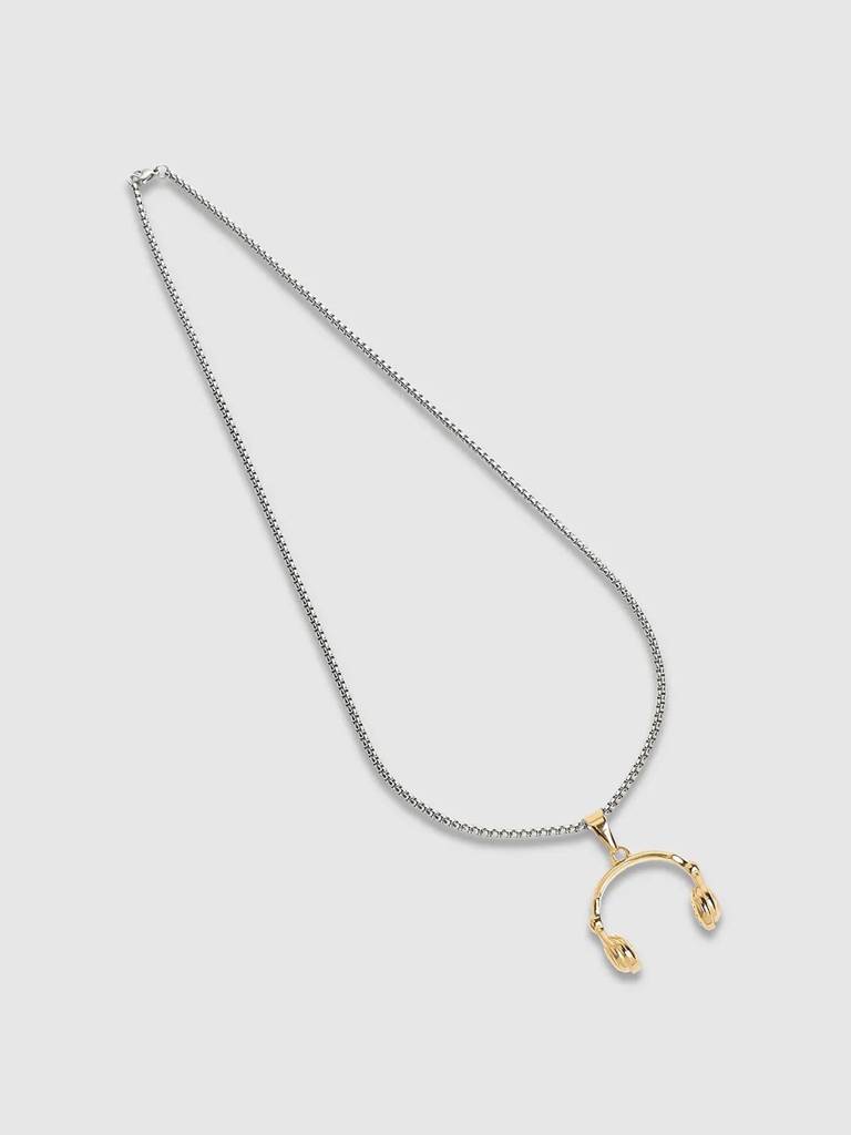 Men'S Headphone Pendant Necklace - Champayne Gold : FAPD1093