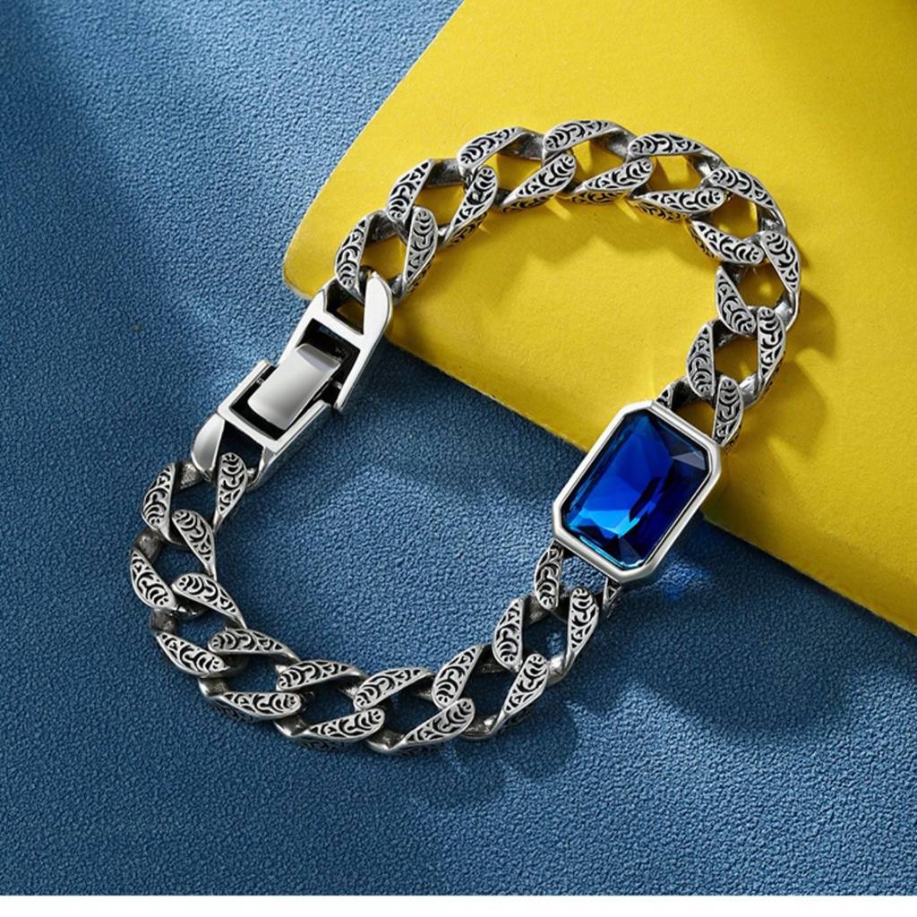 Ocean Breeze Cuban Link Bracelet : MB1S1005-S-BU