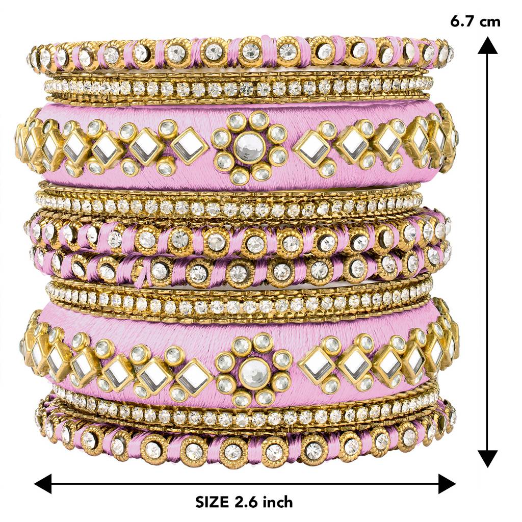 Peora Velvet Matching Fancy Silk Thread Chuda Bangle Set Navratri Gift For Women : PF51B46PKW
