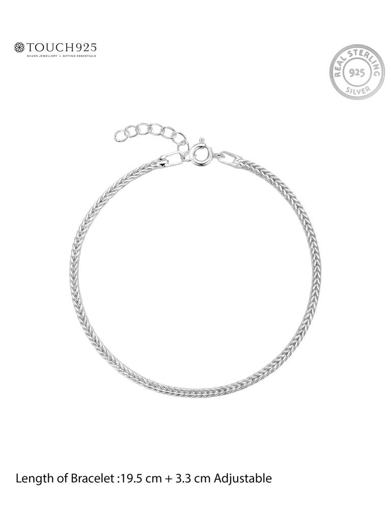 925 Silver Wheat Chain Bracelet : CVGB252