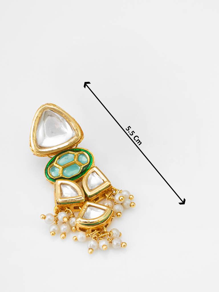 Pastel Green Kundan Choker Necklace Set With Earrings : NK4498