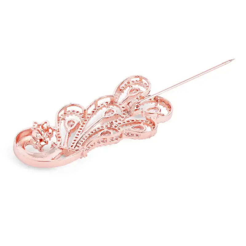 Cz Statement Peacock Feather Brooch Pin For Women |Wedding Wear : AD-005-RGWE-BROOCH